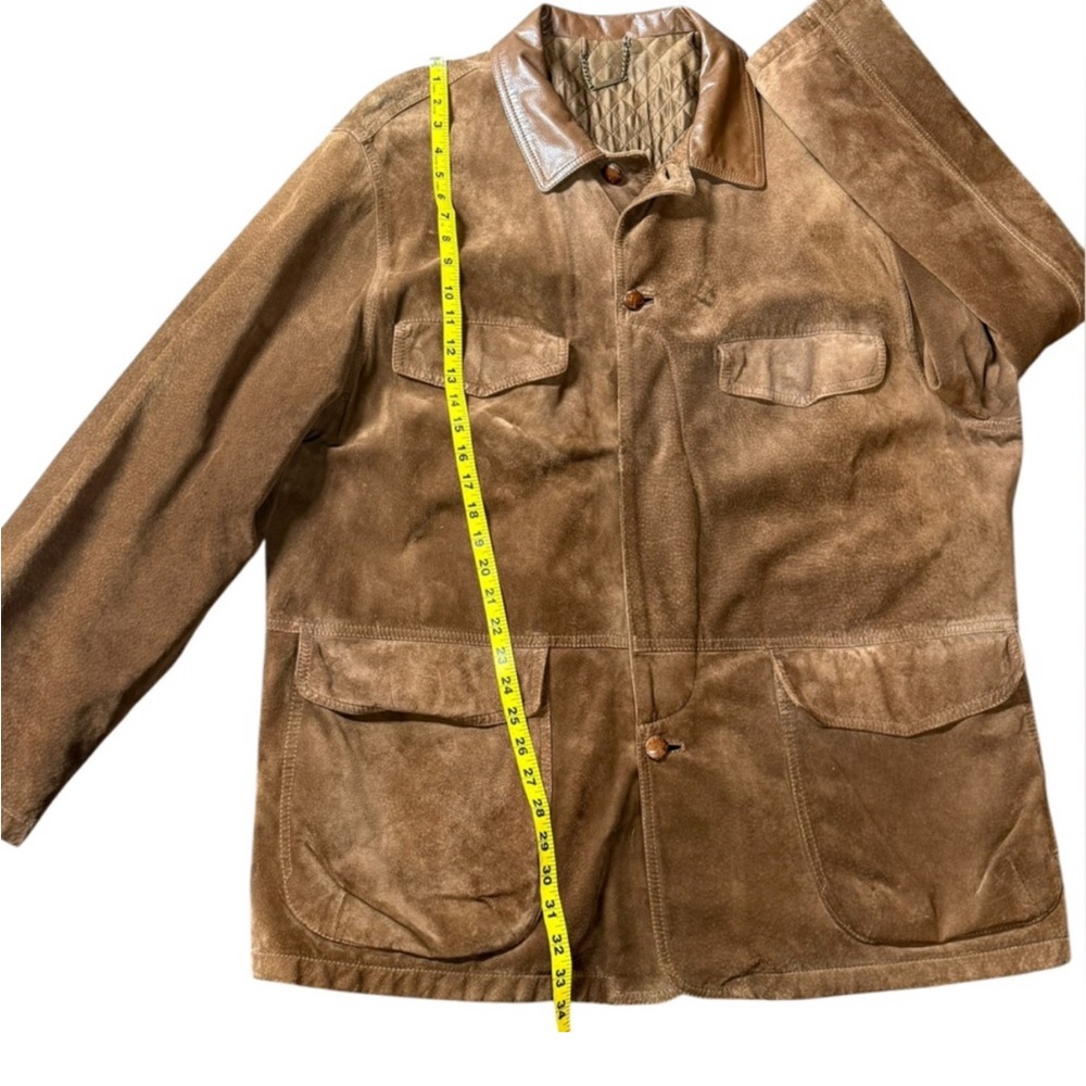 Men's Brown Suede Field Jacket - Classic Leather Collar - Picture 10 of 10
